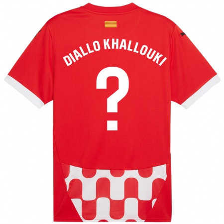 Kandiny Enfant Maillot Siaka Diallo Khallouki #0 Rouge Blanc Tenues Domicile 2024/25 T-Shirt