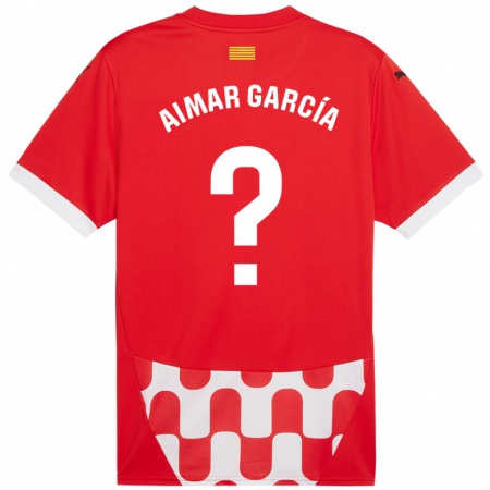 Kandiny Enfant Maillot Aimar García #0 Rouge Blanc Tenues Domicile 2024/25 T-Shirt