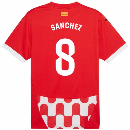 Kandiny Enfant Maillot Miguel Ángel Sánchez #8 Rouge Blanc Tenues Domicile 2024/25 T-Shirt