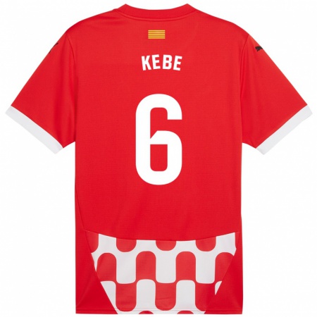 Kandiny Enfant Maillot Ibrahima Kébé #6 Rouge Blanc Tenues Domicile 2024/25 T-Shirt