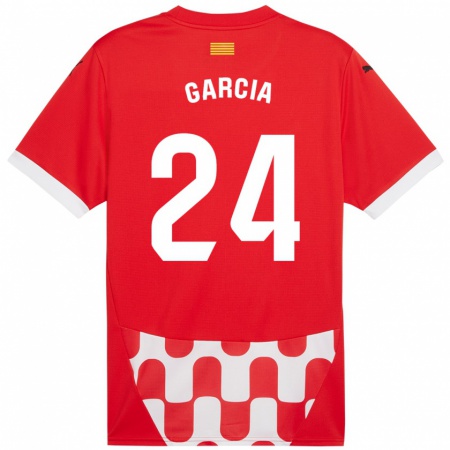 Kandiny Enfant Maillot Borja García #24 Rouge Blanc Tenues Domicile 2024/25 T-Shirt