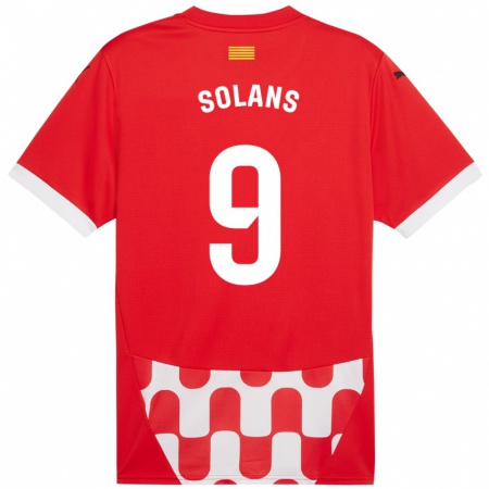 Kandiny Enfant Maillot Sergi Solans #9 Rouge Blanc Tenues Domicile 2024/25 T-Shirt