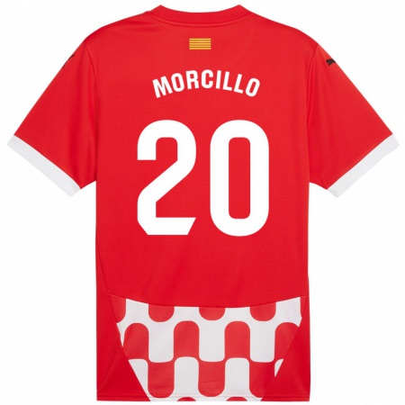 Kandiny Enfant Maillot Luis Morcillo #20 Rouge Blanc Tenues Domicile 2024/25 T-Shirt