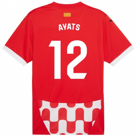 Kandiny Enfant Maillot Mònica Ayats #12 Rouge Blanc Tenues Domicile 2024/25 T-Shirt