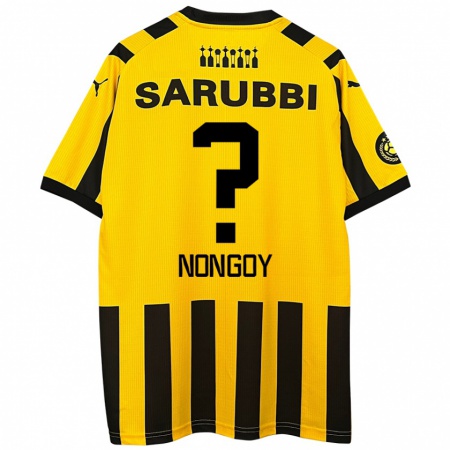 Kandiny Enfant Maillot Pablo Nongoy #0 Jaune Noir Tenues Domicile 2024/25 T-Shirt