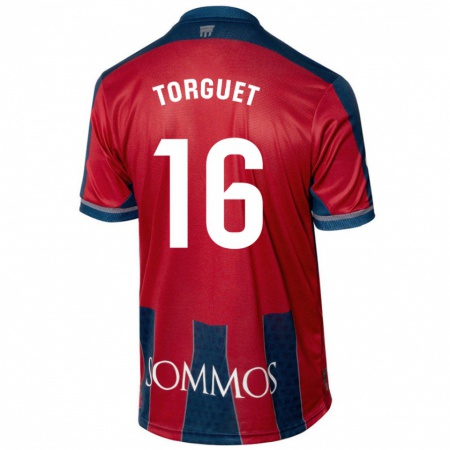 Kandiny Enfant Maillot Miguel Torguet #16 Rouge Bleu Tenues Domicile 2024/25 T-Shirt