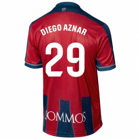 Kandiny Enfant Maillot Diego Aznar #29 Rouge Bleu Tenues Domicile 2024/25 T-Shirt