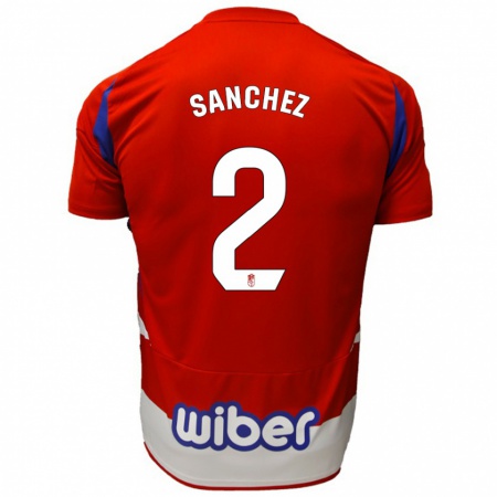 Kandiny Enfant Maillot Rubén Sánchez #2 Rouge Blanc Bleu Tenues Domicile 2024/25 T-Shirt