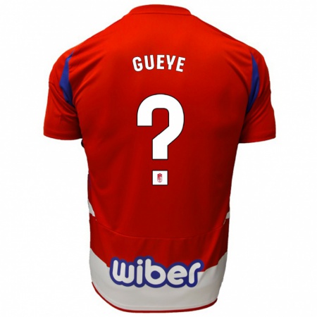 Kandiny Enfant Maillot David Gueye #0 Rouge Blanc Bleu Tenues Domicile 2024/25 T-Shirt