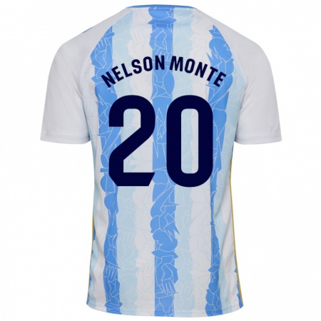 Kandiny Enfant Maillot Nélson Monte #20 Blanc Bleu Tenues Domicile 2024/25 T-Shirt