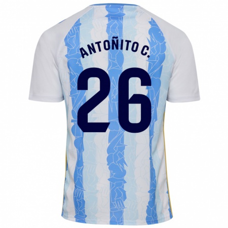 Kandiny Enfant Maillot Antonio Cordero #26 Blanc Bleu Tenues Domicile 2024/25 T-Shirt