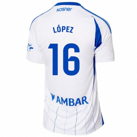 Kandiny Enfant Maillot Juan López #16 Rouge Blanc Tenues Domicile 2024/25 T-Shirt