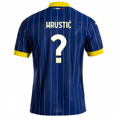 Kandiny Enfant Maillot Ajdin Hrustić #0 Bleu Jaune Tenues Domicile 2024/25 T-Shirt