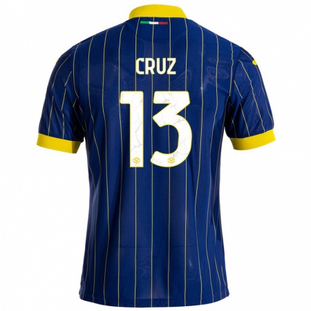 Kandiny Enfant Maillot Juan Manuel Cruz #13 Bleu Jaune Tenues Domicile 2024/25 T-Shirt