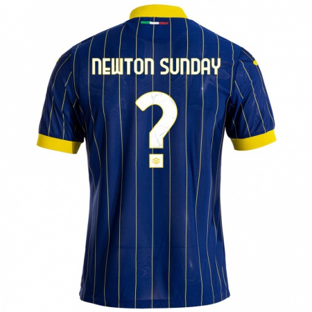 Kandiny Enfant Maillot Eloghosa Newton Sunday #0 Bleu Jaune Tenues Domicile 2024/25 T-Shirt