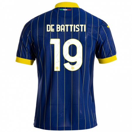 Kandiny Enfant Maillot Davide De Battisti #19 Bleu Jaune Tenues Domicile 2024/25 T-Shirt