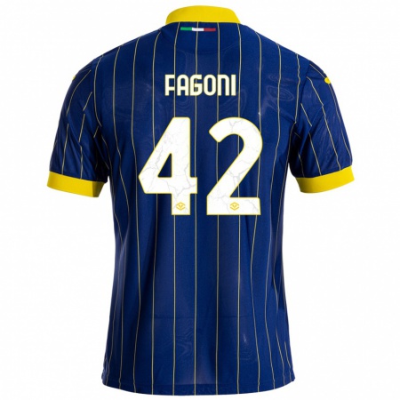 Kandiny Enfant Maillot Marco Fagoni #42 Bleu Jaune Tenues Domicile 2024/25 T-Shirt