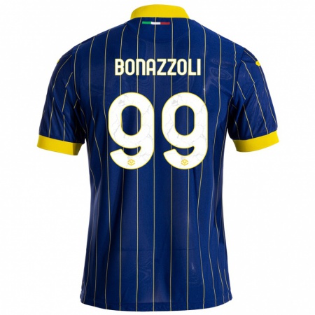 Kandiny Enfant Maillot Federico Bonazzoli #99 Bleu Jaune Tenues Domicile 2024/25 T-Shirt