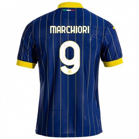 Kandiny Enfant Maillot Giorgia Marchiori #9 Bleu Jaune Tenues Domicile 2024/25 T-Shirt