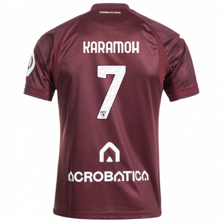 Kandiny Enfant Maillot Yann Karamoh #7 Bordeaux Blanc Tenues Domicile 2024/25 T-Shirt