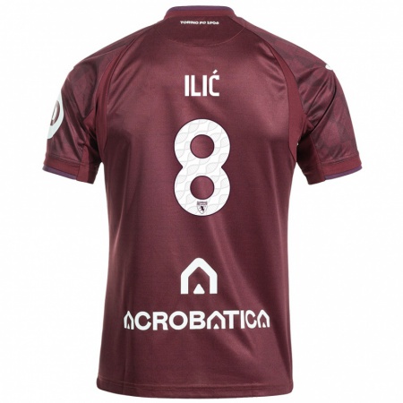 Kandiny Enfant Maillot Ivan Ilić #8 Bordeaux Blanc Tenues Domicile 2024/25 T-Shirt