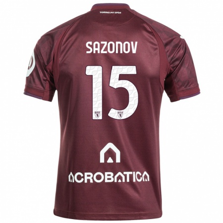 Kandiny Enfant Maillot Saba Sazonov #15 Bordeaux Blanc Tenues Domicile 2024/25 T-Shirt