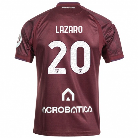 Kandiny Enfant Maillot Valentino Lazaro #20 Bordeaux Blanc Tenues Domicile 2024/25 T-Shirt