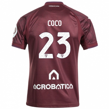 Kandiny Enfant Maillot Saúl Coco #23 Bordeaux Blanc Tenues Domicile 2024/25 T-Shirt