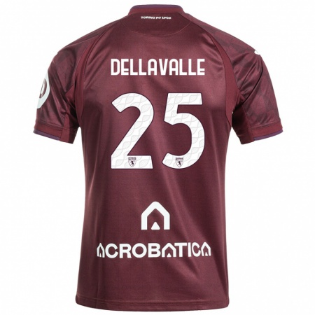 Kandiny Enfant Maillot Alessandro Dellavalle #25 Bordeaux Blanc Tenues Domicile 2024/25 T-Shirt