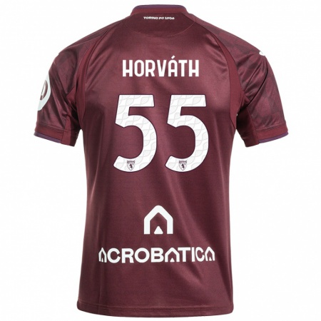 Kandiny Enfant Maillot Krisztofer Horváth #55 Bordeaux Blanc Tenues Domicile 2024/25 T-Shirt