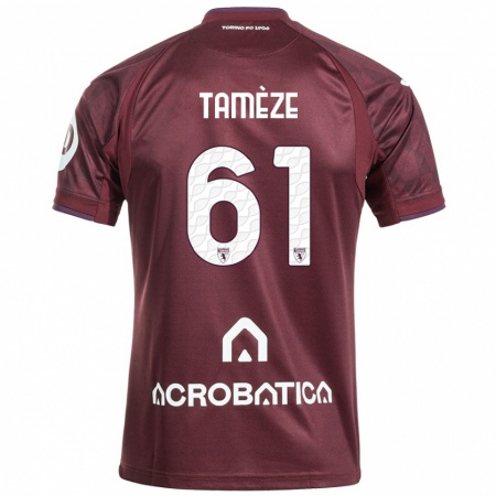 Kandiny Enfant Maillot Adrien Tamèze #61 Bordeaux Blanc Tenues Domicile 2024/25 T-Shirt