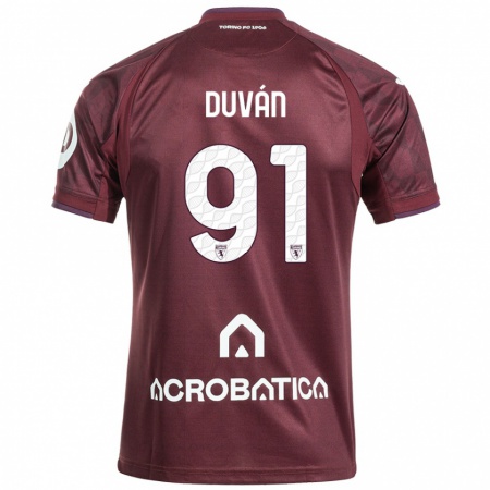 Kandiny Enfant Maillot Duván Zapata #91 Bordeaux Blanc Tenues Domicile 2024/25 T-Shirt