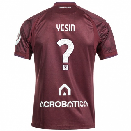 Kandiny Enfant Maillot Demyan Yesin #0 Bordeaux Blanc Tenues Domicile 2024/25 T-Shirt