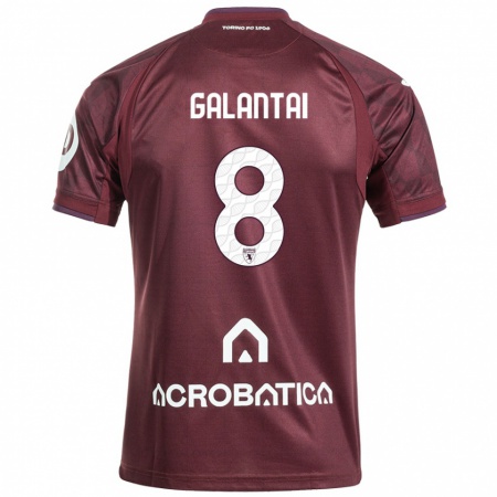 Kandiny Enfant Maillot Tamás Galántai #8 Bordeaux Blanc Tenues Domicile 2024/25 T-Shirt