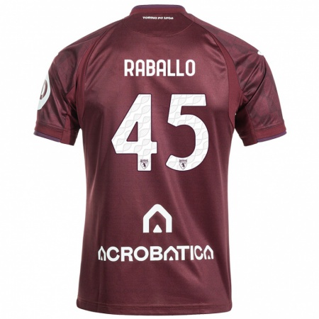 Kandiny Enfant Maillot Alessio Raballo #45 Bordeaux Blanc Tenues Domicile 2024/25 T-Shirt