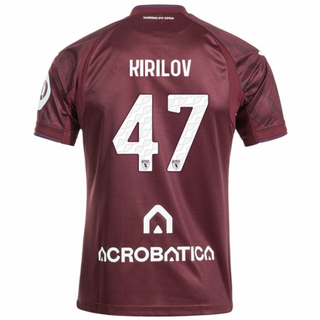 Kandiny Enfant Maillot Martin Kirilov #47 Bordeaux Blanc Tenues Domicile 2024/25 T-Shirt