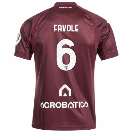 Kandiny Enfant Maillot Stefania Favole #6 Bordeaux Blanc Tenues Domicile 2024/25 T-Shirt