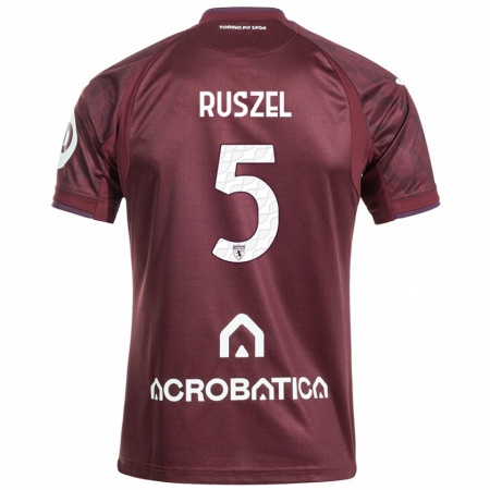 Kandiny Enfant Maillot Marcel Ruszel #5 Bordeaux Blanc Tenues Domicile 2024/25 T-Shirt