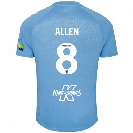 Kandiny Enfant Maillot Jamie Allen #8 Bleu Blanc Tenues Domicile 2024/25 T-Shirt