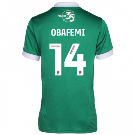 Kandiny Enfant Maillot Michael Obafemi #14 Vert Blanc Tenues Domicile 2024/25 T-Shirt