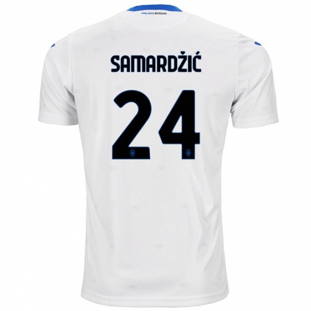 Kandiny Enfant Maillot Lazar Samardžić #24 Blanc Tenues Extérieur 2024/25 T-Shirt