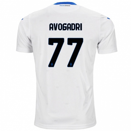 Kandiny Enfant Maillot Lorenzo Avogadri #77 Blanc Tenues Extérieur 2024/25 T-Shirt