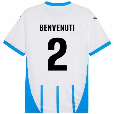 Kandiny Enfant Maillot Giacomo Benvenuti #2 Blanc Bleu Tenues Extérieur 2024/25 T-Shirt