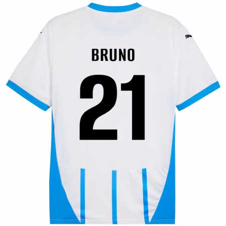 Kandiny Enfant Maillot Kevin Bruno #21 Blanc Bleu Tenues Extérieur 2024/25 T-Shirt