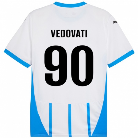 Kandiny Enfant Maillot Gabriele Vedovati #90 Blanc Bleu Tenues Extérieur 2024/25 T-Shirt