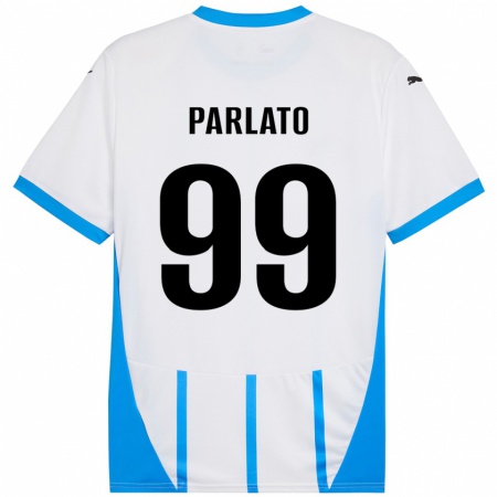 Kandiny Enfant Maillot Claudio Parlato #99 Blanc Bleu Tenues Extérieur 2024/25 T-Shirt