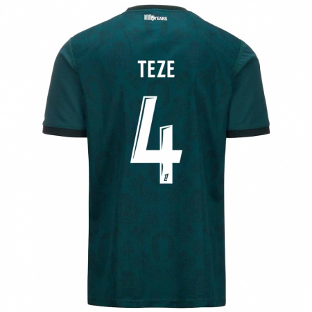 Kandiny Enfant Maillot Jordan Teze #4 Vert Foncé Tenues Extérieur 2024/25 T-Shirt