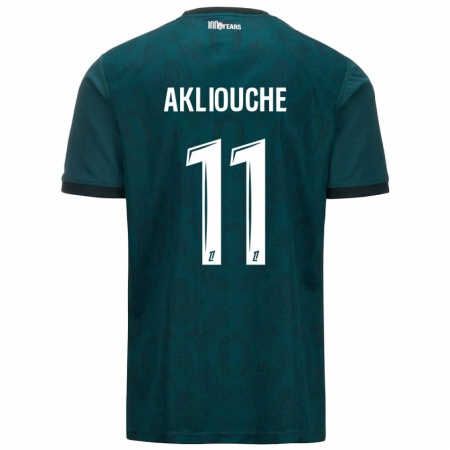 Kandiny Enfant Maillot Maghnes Akliouche #11 Vert Foncé Tenues Extérieur 2024/25 T-Shirt