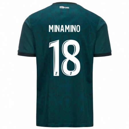 Kandiny Enfant Maillot Takumi Minamino #18 Vert Foncé Tenues Extérieur 2024/25 T-Shirt