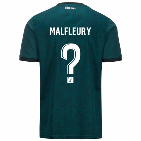 Kandiny Enfant Maillot Geoffrey Malfleury #0 Vert Foncé Tenues Extérieur 2024/25 T-Shirt